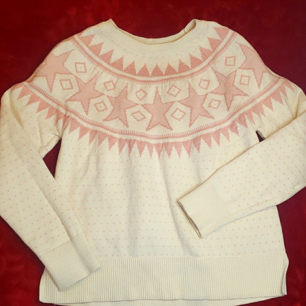 GapKids L pink star design sweater
